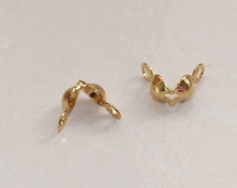 10 cuentas de acero inoxidable doradas con extremos en forma de concha y bucles cerrados, extremos de rosca F272, 8 x 4 mm