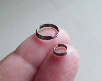 Gunmetal Black Double Jump Rings, 4mm/5mm/6mm/8mm/10mm/12mm/14mm Split Rings, Coiled Clasp Connectors C485