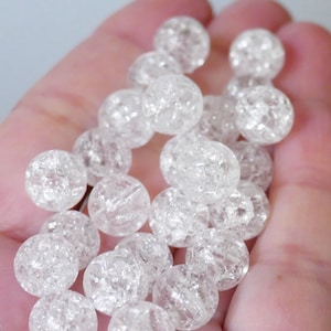 10x Klare Crackle Runde Acryl 10mm Lose Perlen G092
