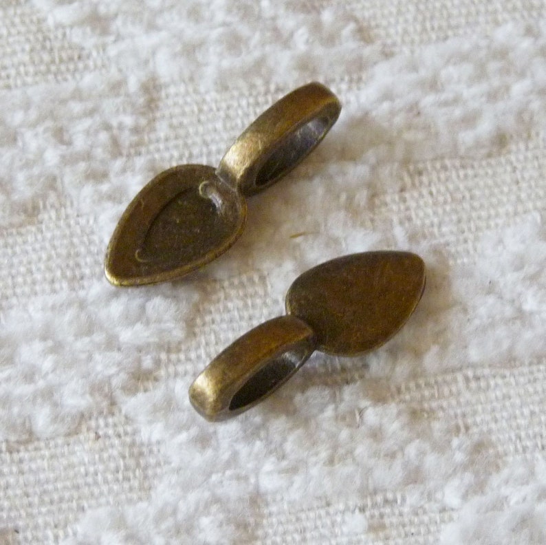 Metal Pendant Holder Antiqued Brass Pendant Holders Spoon Glue on Bails Retro Pendant Bails Bronze Bails Spoon Pendant Bails B248