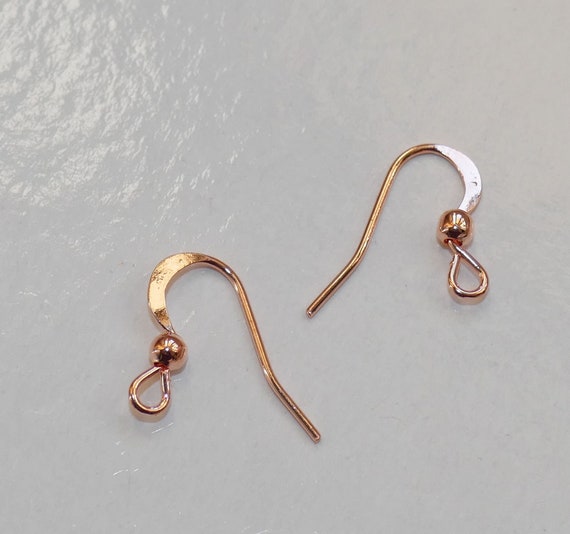 20x Rose Gold Tone Flat Earring Wires Hooks Ball Ear Wire 
