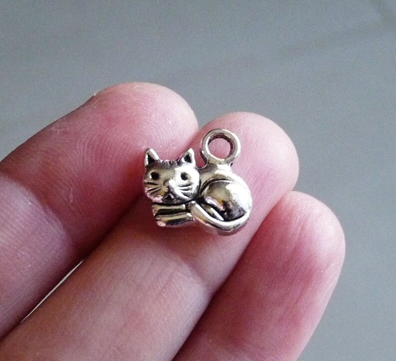 Cat Charm Silver Tone Kitten Charms for Bracelet Animal Etsy