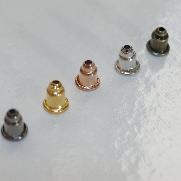 10/30x Bullet Clutch Earring Post Hook Stopper Backs, Small Metal Ear Nuts Gold/Silver/Rose Gold/Bronze/Copper/Gunmetal Black F208
