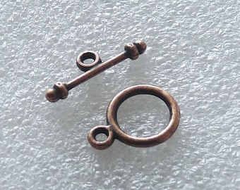 5 Small Toggle Clasp Connector, Copper Toggle Clasp, Clasps for Jewelry, Bracelet Clasps, Necklace Connectors, Necklace Closure C343