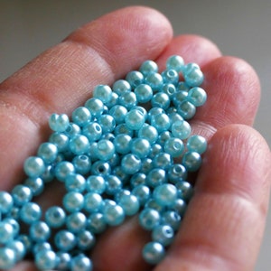 50/100x Turquoise 6mm Round Acrylic Pearl Beads, Beading Supplies D368