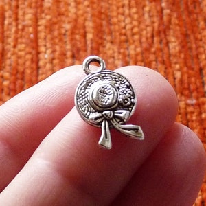 20x Ladies Hat Bulk Charms, Double Sided Bonnet Pendants C377