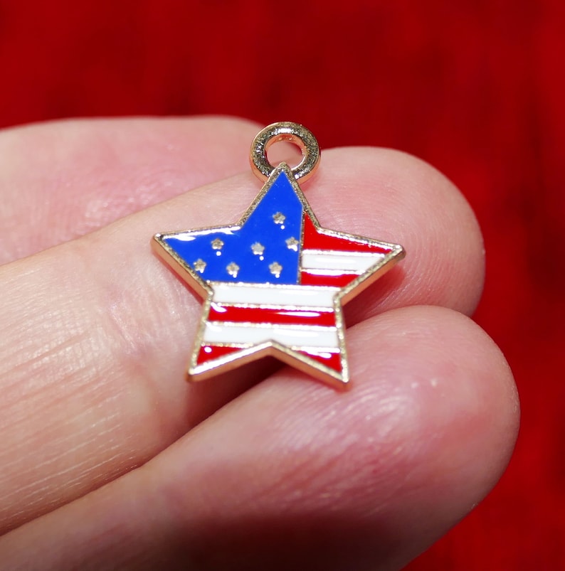 28x USA Flag Star Charms Charms for Bracelet Enamel USA Charm Pendant Jewelry Making Supplies C729
