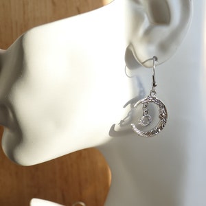 Moon Star Hypoallergenic Hook Earrings, Free Shipping F225
