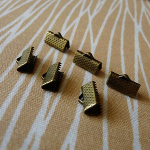 10/20x Bronze Ribbon Crimp End 13mm