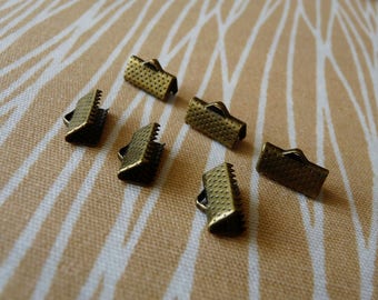 10/20x Bronze Ribbon Crimp End 13mm