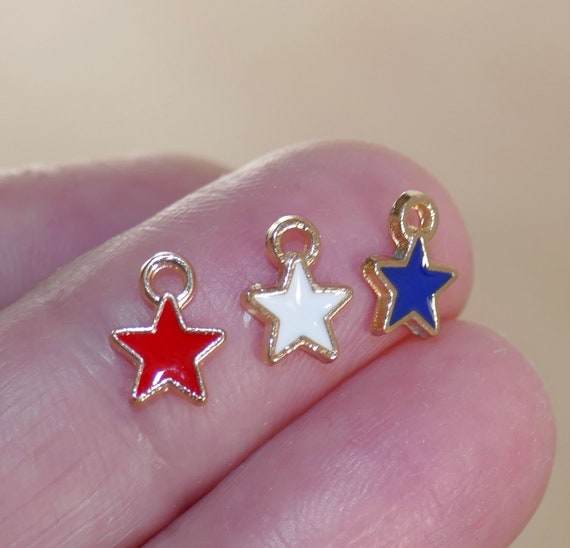 10x Star Charms, Silver Tone Small Metal Charms, G130