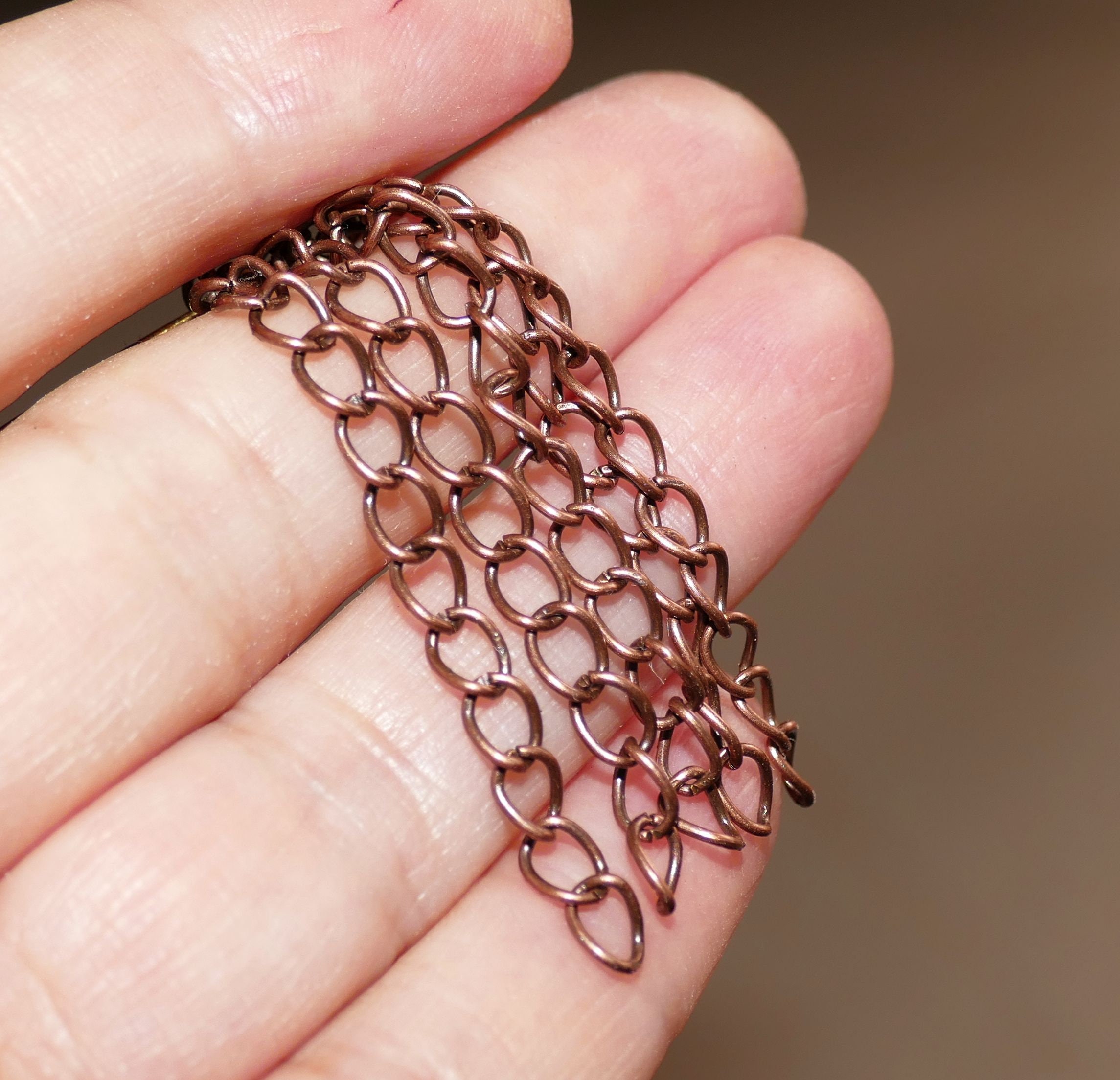 DIY Copper Jewelry Chain Making Kit / 36” Bulk 13mm Solid Copper Curb Chain  with Rings and Clasps
