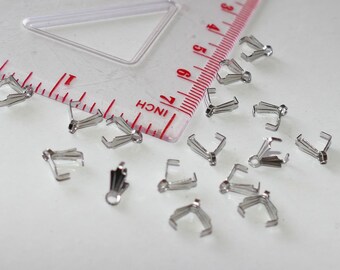 Stainless Steel Snap on Bails Silver 7x3.5x2.5mm - Beads & Basics