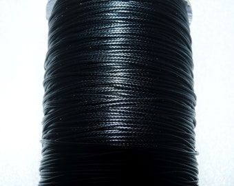 Cordão de veludo cotelê preto encerado de 1 mm de largura, 5 jardas, para colares, material para bijuteria C287