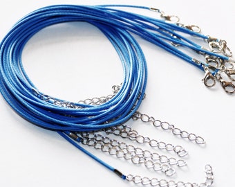 5 cordini per collana in velluto a coste blu cerato, lunghezza regolabile 45 cm, corda tonda per gioielli G489