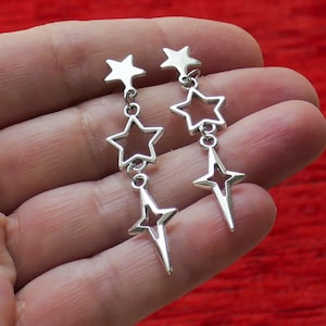 Stars Dangle Earrings, Stainless Steel Star Stud Earrings, Free Shipping H010