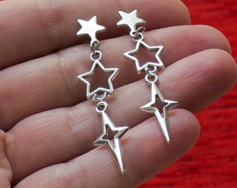 Stars Dangle Earrings, Stainless Steel Star Stud Earrings, Free Shipping H010