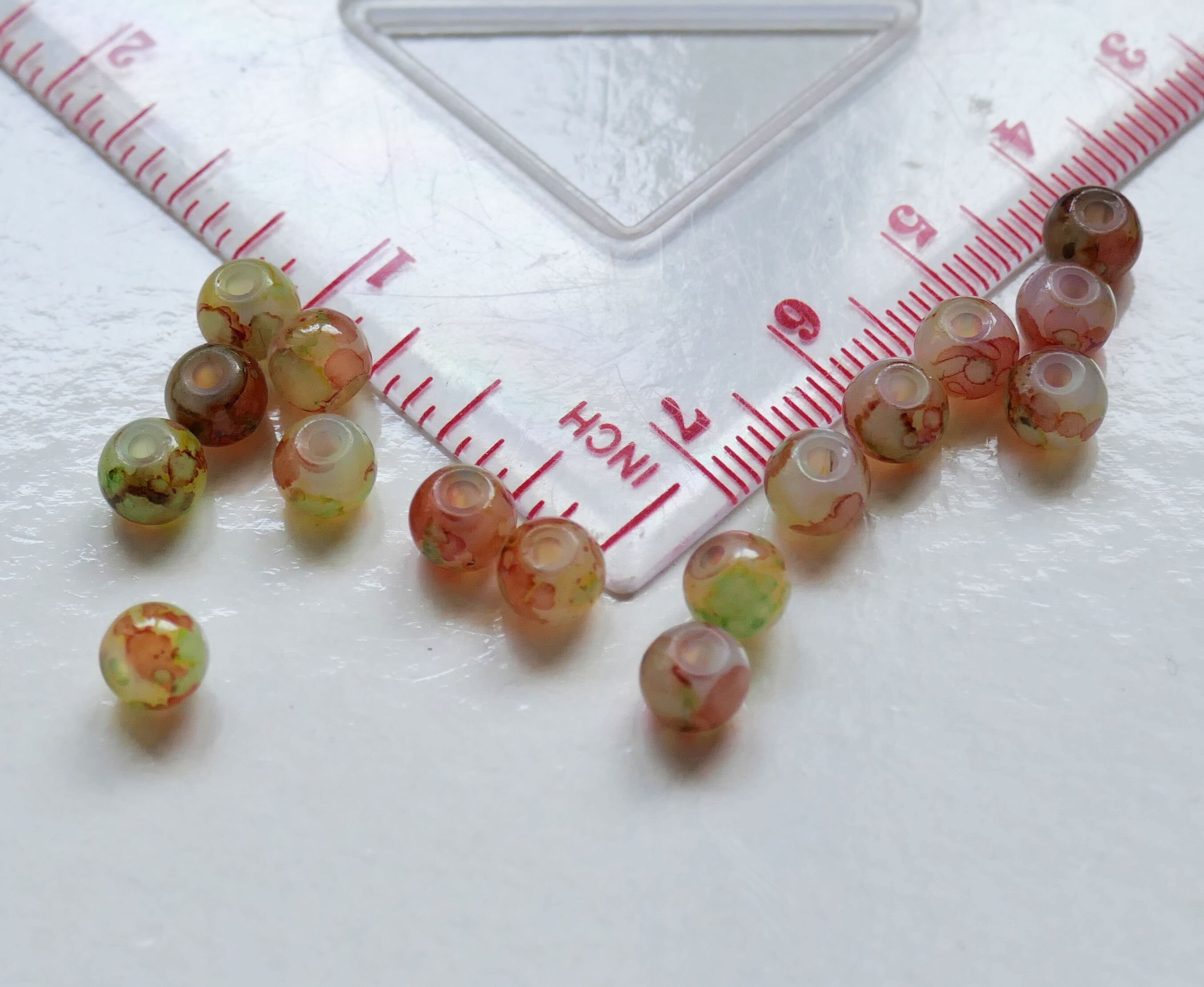 Beading Supplies G183 6mm/8mm/10mm Lacquered Round Glass Beads Multi Colored Spacer Beads 10x Orange/Green Stained Glass Beads Beading Supplies G183 6mm/8mm/10mm Lacquered Round Glass Beads Multi Colored Spacer Beads 10x Orange/Green Stained Glass Beads
