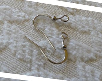 20/50x Flat French Ball Earring Wire Hooks, Dark Silver Tone Earring Findings, Earring Components (EB16)