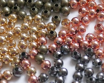 50x Metal Round 4mm  Gold/Silver/Black/Rose Gold/Bronze/Copper Pearl Seed Beads, Round Spacer Beads, Beading Supplies F285