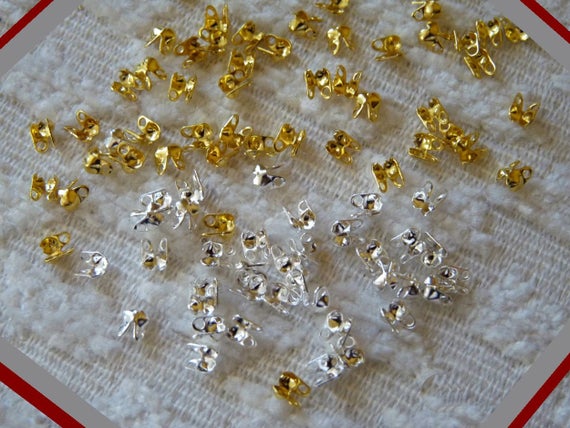200pcs 4x2.8mm Sliver Metal Cord End Caps Clasps Crimp DIY Jewelry Makings