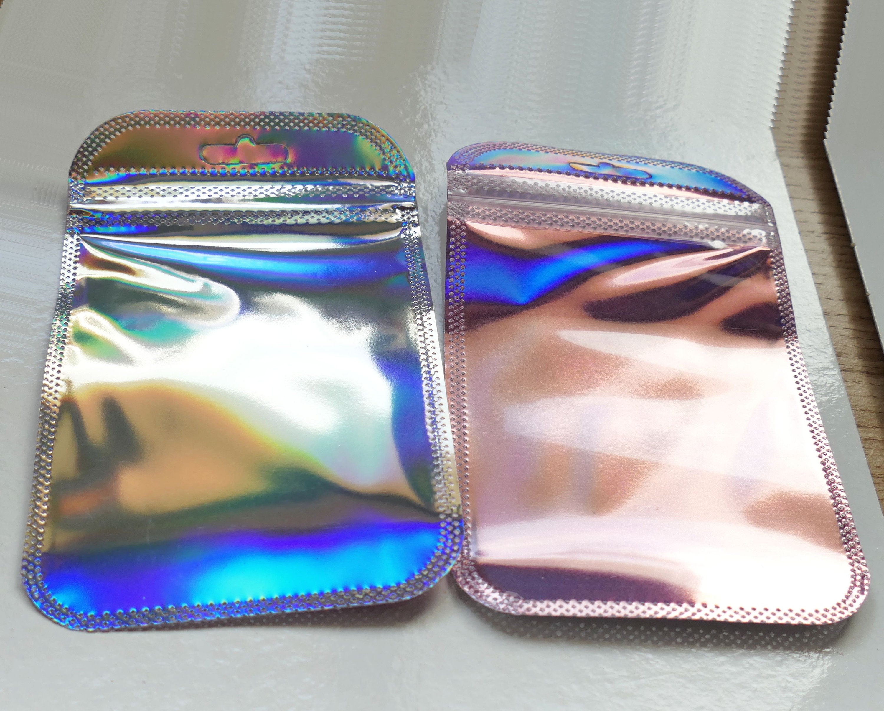 10x Rainbow Plastic Zip Lock Re Closable Gift Bags, Iridescent 8.5cm X ...