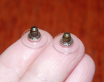 10/20/50x fonds de boucles d'oreilles en bronze avec coussinets de disque en plastique, écrous en caoutchouc B275