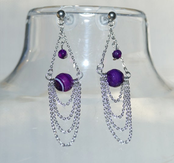 Purple agate best sale earrings