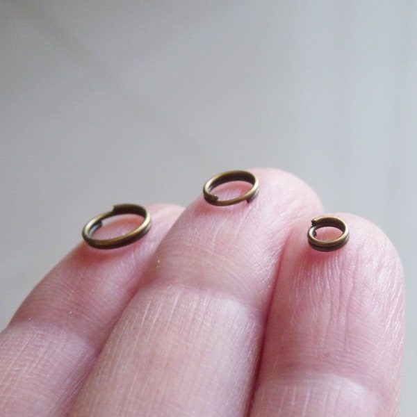 Double Jump Rings, Bronze Split Rings, 4mm, 5mm, 6mm, 8mm, 10mm Bronze Tone Split Jump Rings, Clasp Connector, Coiled Jump Rings C429