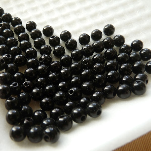 50/100x Negro 6mm Cuentas acrílicas redondas, Suministros de cuentas C716