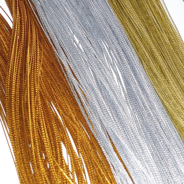 10 Yard Gold/Silver Metallic Christmas Ornament Hanger, Craft Cord 1mm Wide Gift Wrap Twine, Card Tag String Jewelry Cord Thread D060