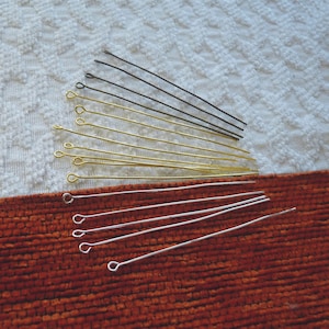 20/50x  Eye Pins 60mm Gold, Silver, Bronze, 2.3 inches Long Beading Supplies