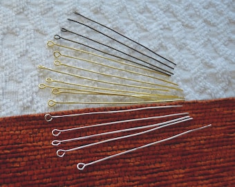 20/50 alfileres de ojo de 60 mm, dorados, plateados y bronce, de 2,3 pulgadas de largo, suministros para abalorios