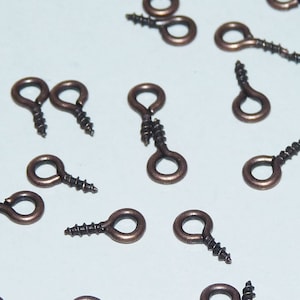 20/50/100x Copper Screw Eye Pin Bails for Half Drilled Beads,  Screw Eye Hooks for Resin Charms