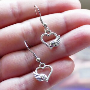 Wing Heart Hypoallergenic Hook Earrings G180