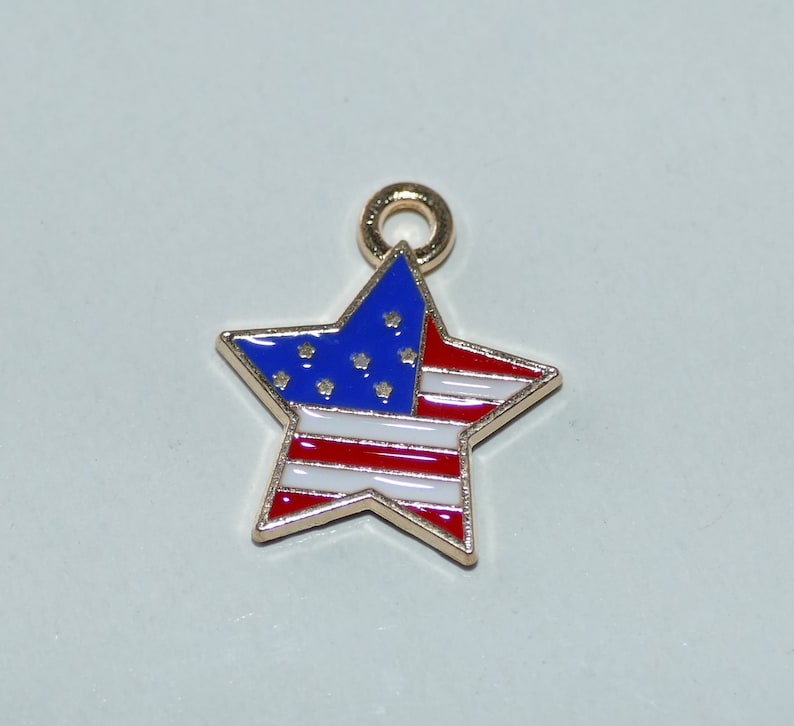 28x USA Flag Star Charms Charms for Bracelet Enamel USA Charm Pendant Jewelry Making Supplies C729