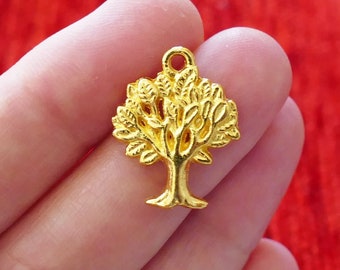 4/8x Gold Tone Tree of Life Charms C853