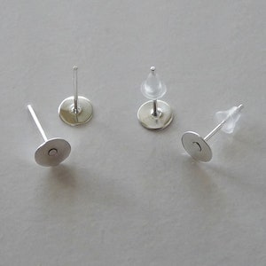 30x roestvrij staal 6 mm platte pad blanco cabochon basisoorbelstekers, zilverkleur, gratis verzending ES12