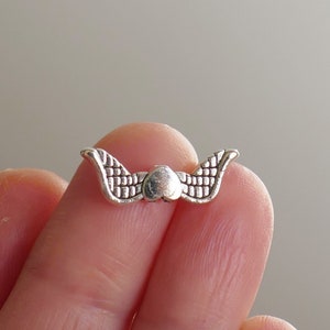 10x Angel Wing Charm Spacer Beads, Antique Silver tone F028