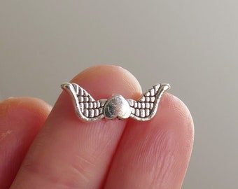 200pcs 15mm argent tibétain mini aile d'ange en métal spacer perles