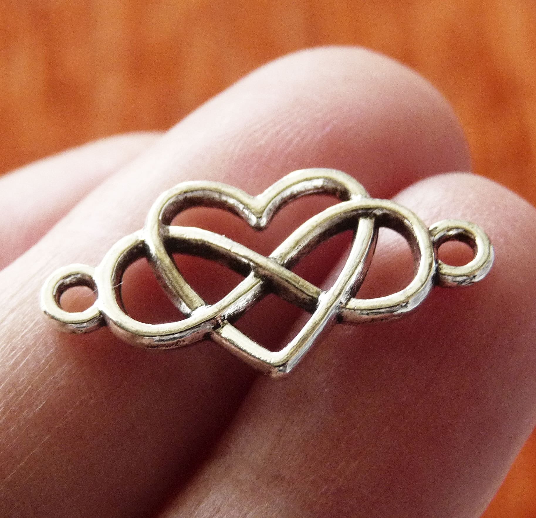 Heart 2 Hole Heart Connector Charms 