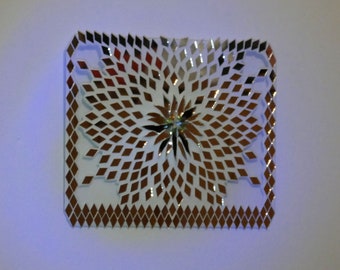 菱形の花のモザイクミラー壁装飾、手作りガラスデザイン U064 - Etsy 日本