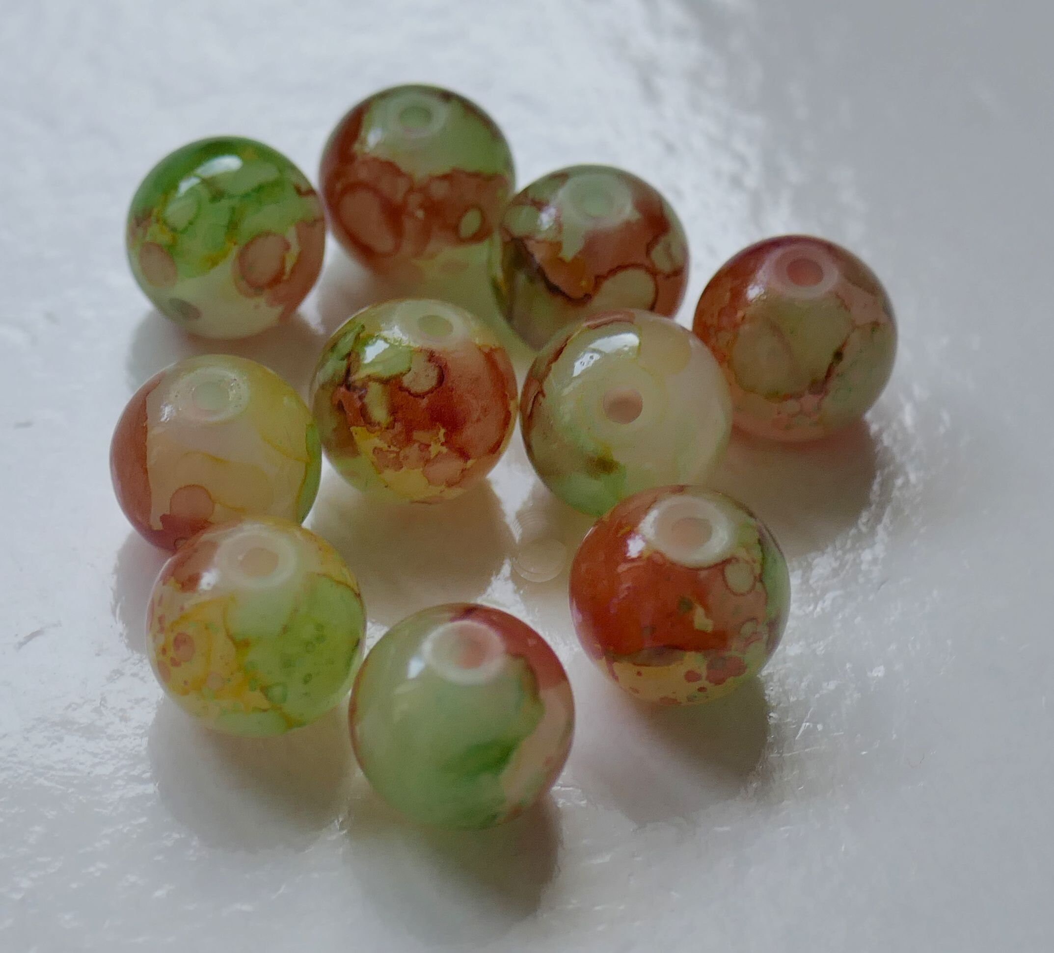 Beading Supplies G183 6mm/8mm/10mm Lacquered Round Glass Beads Multi Colored Spacer Beads 10x Orange/Green Stained Glass Beads Beading Supplies G183 6mm/8mm/10mm Lacquered Round Glass Beads Multi Colored Spacer Beads 10x Orange/Green Stained Glass Beads