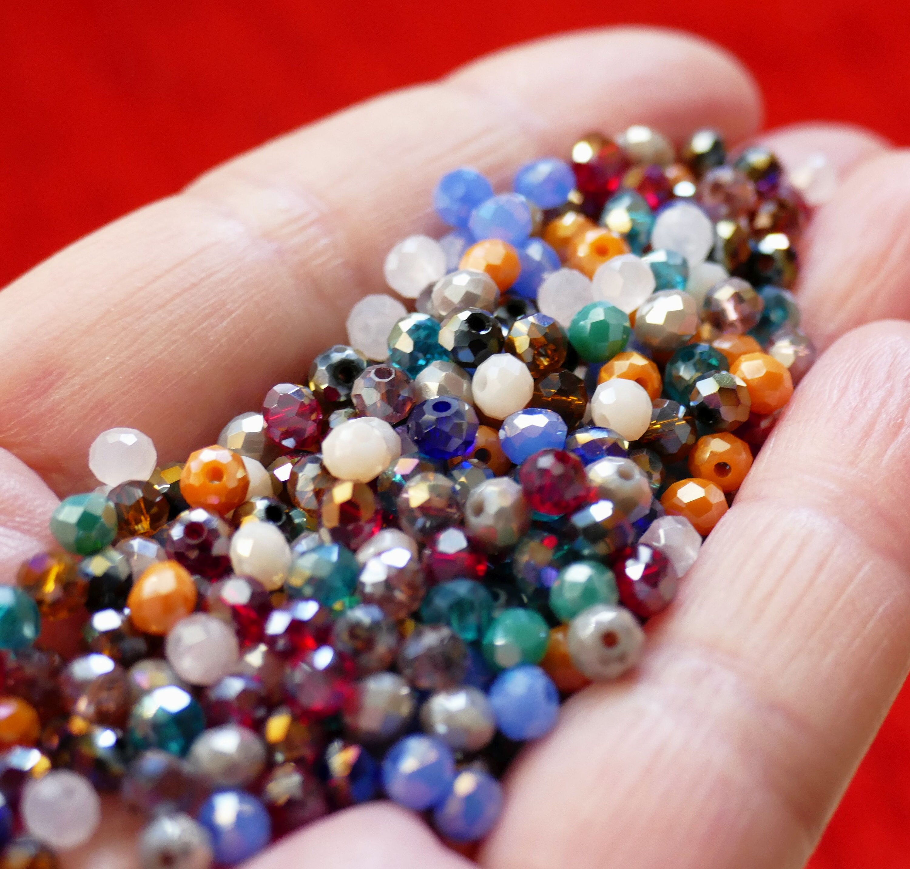 50x Mixed Color Crystal Beads, 3x4mm Small Rondelle Faceted Glass