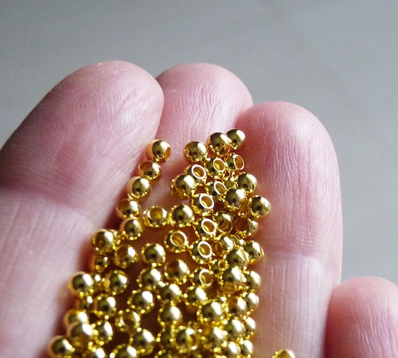 100/300x Gold 3mm Acrylic Round Pearl Seed Beads, Beading Supplies D009