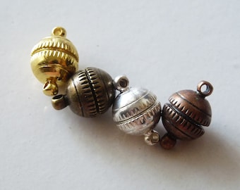 2x bal 10 mm magnetische sluiting zilver/koper/brons magnetische sluiting voor ketting, magnetische sluiting, sieradensluiting C464
