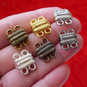 1x Two Row Magnetic Closure, 2 Strand Magnetic Clasps for Bracelet, 6 Colors Necklace Fastener G006