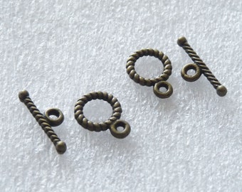 4x Small Toggle Clasp Connector, Bronze Toggle Clasp, Clasps for Jewelry, Bracelet Clasps, Necklace Connectors, Necklace Closure C235