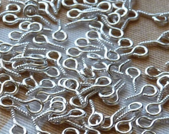 Screw Eye Bails, Screw Eye Pins 10x4mm, Screw Eye Hook Bails, Silver Plated Eye Pins, Earring Connectors, Beading Head Pins F047