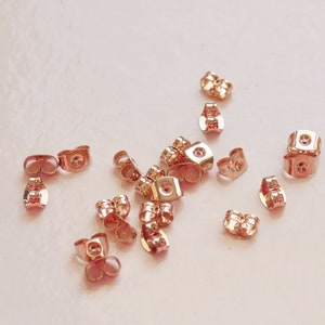 20/50x oro/oro rosa/plata acero inoxidable mariposa arete pernos traseros, 6mm hipoalergénico pendiente post tuercas F163 Rose Gold